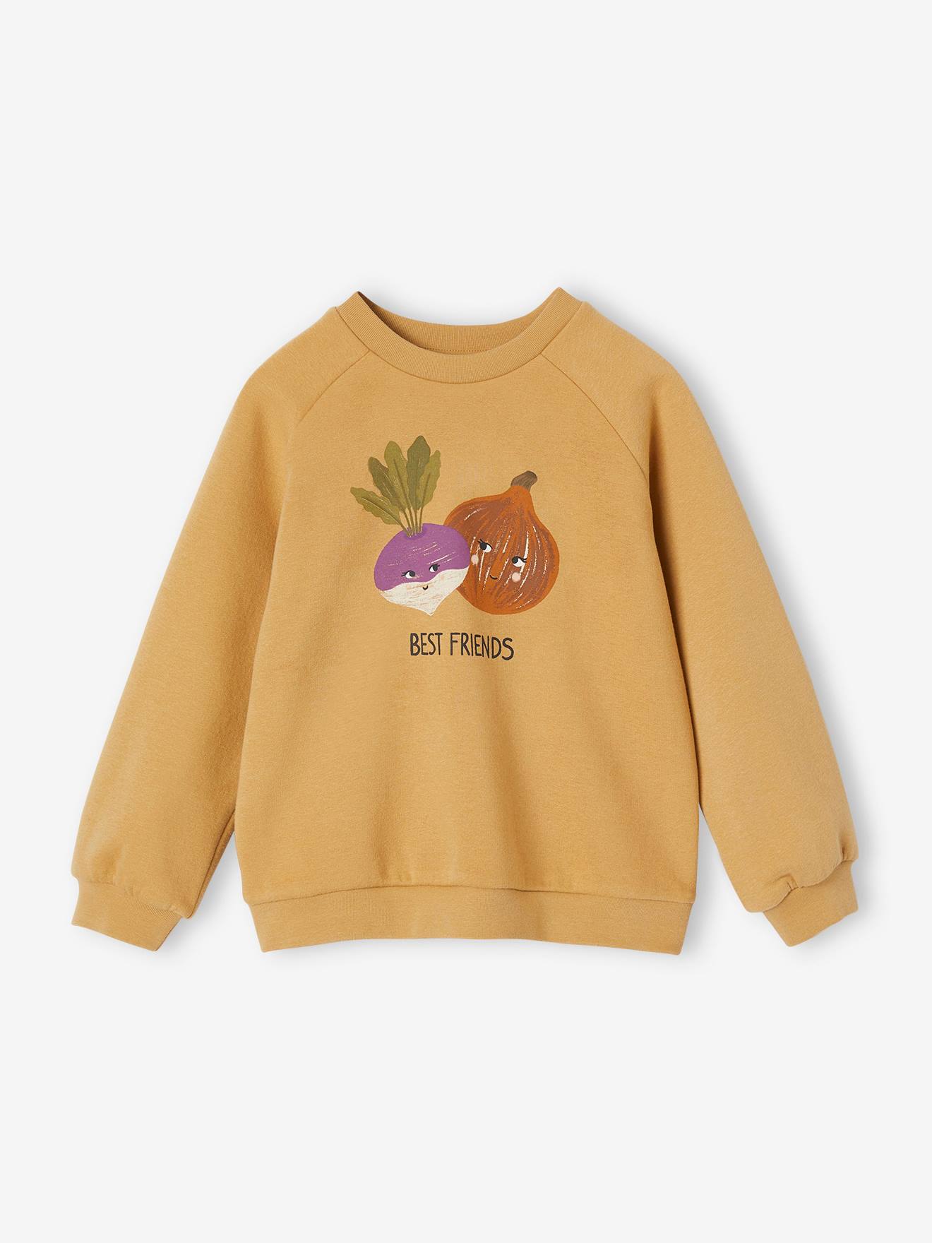 Sweat motif fantaisie fille beige