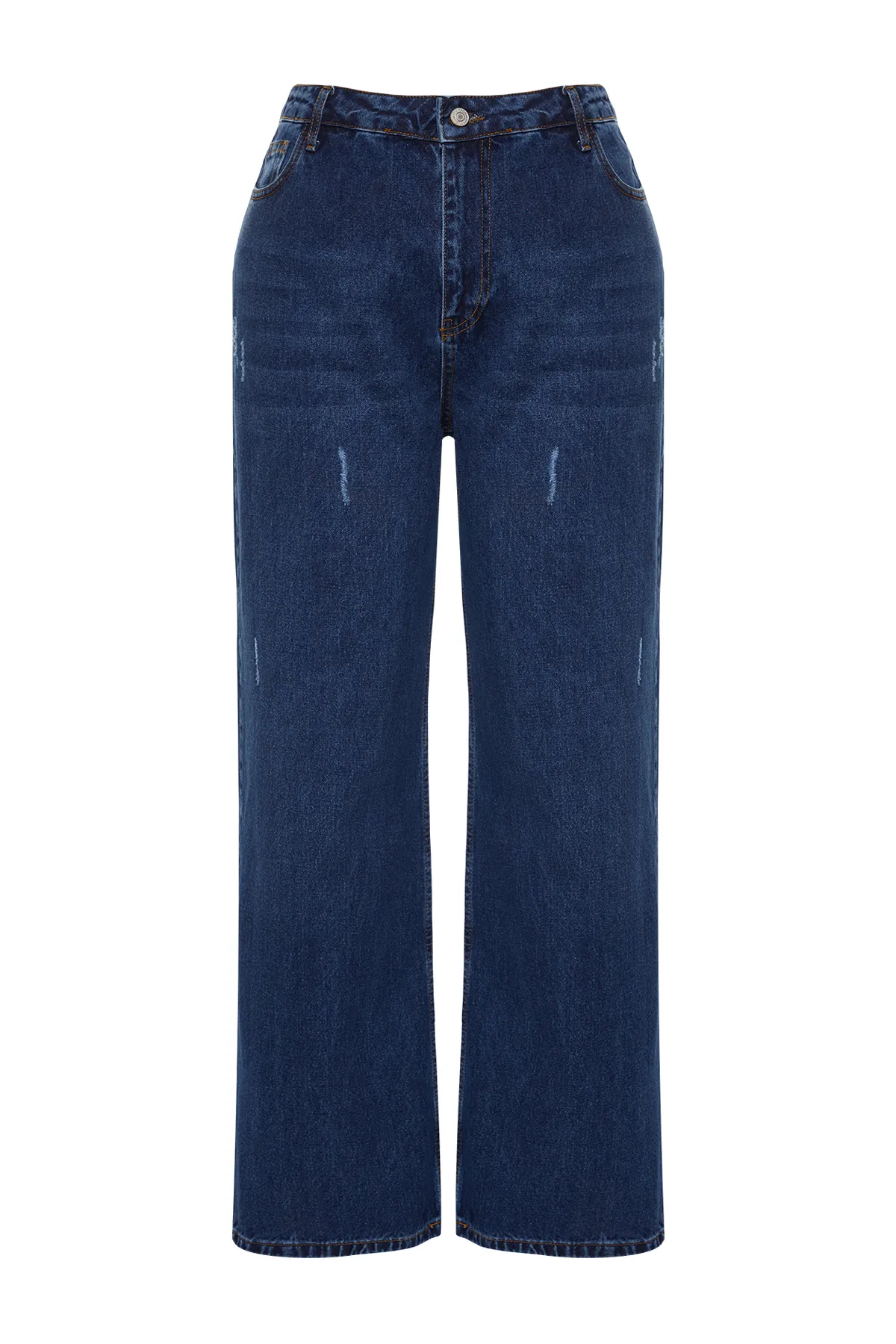 Trendyol Curve  Dunkelblaue, weit geschnittene Jeans mit hoher Taille TBBAW24CJ00069
