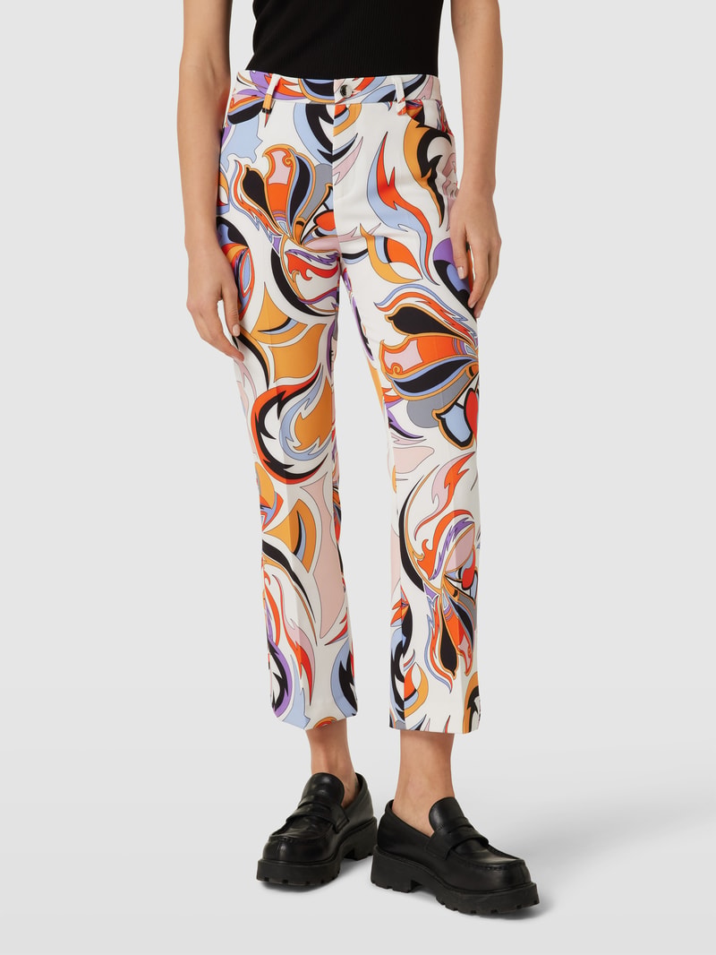Chino mit Allover-Print Modell 'AIDA KICK' in weiss
