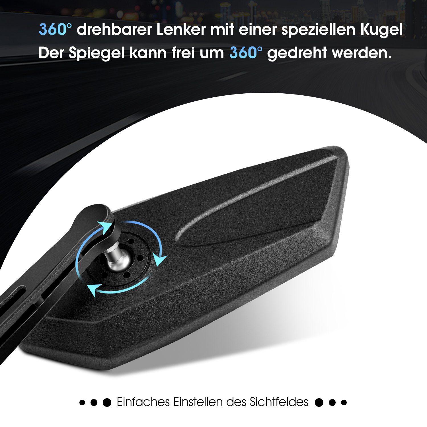LETGOSPT Fahrradreflektor Fahrradspiegel (rechts+links) mit extra großer Spiegelfläche, (360° verstellbarer Fahrrad Spiegel, für E-Bike & E-Scooter Lenker, schlagfestes Echtglas), schlagfestes Echtglas, 360° verstellbarer Fahrrad Spiegel