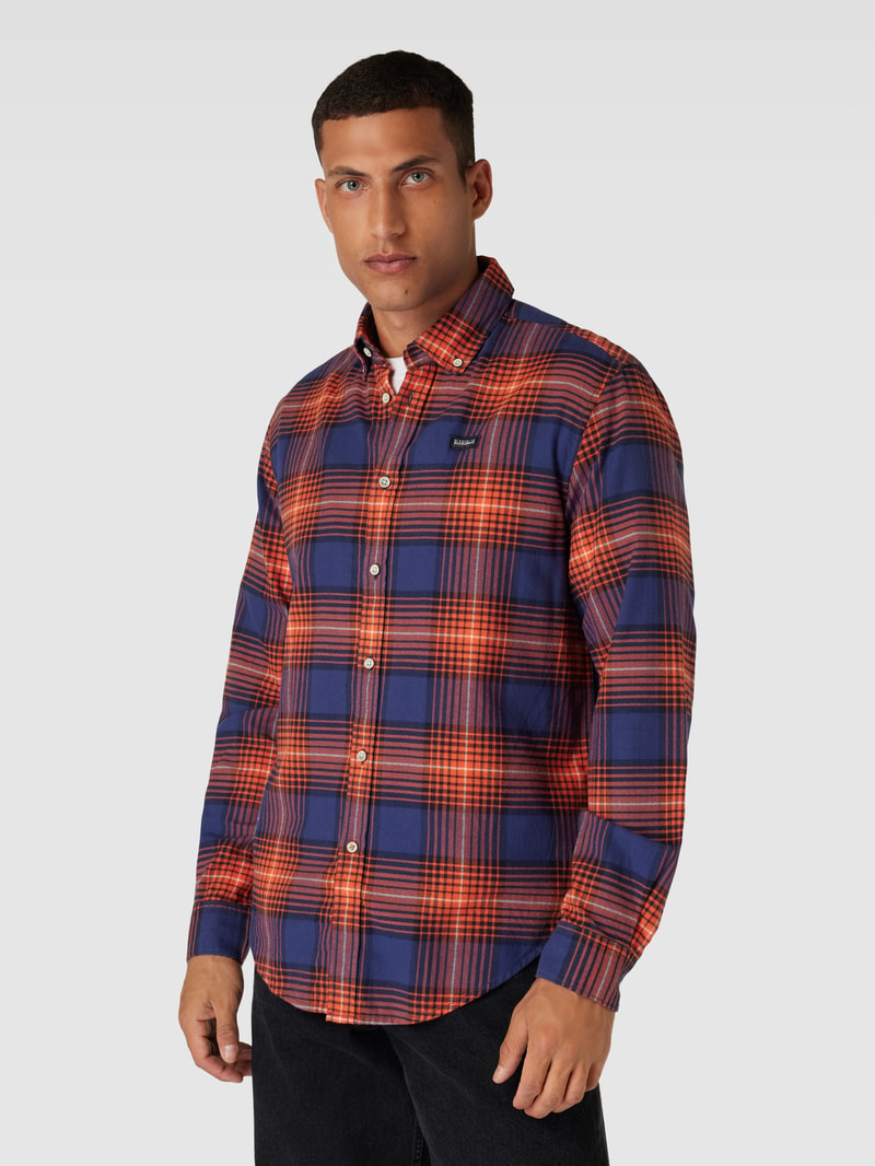 Freizeithemd mit Karomuster und Button-Down-Kragen in orange