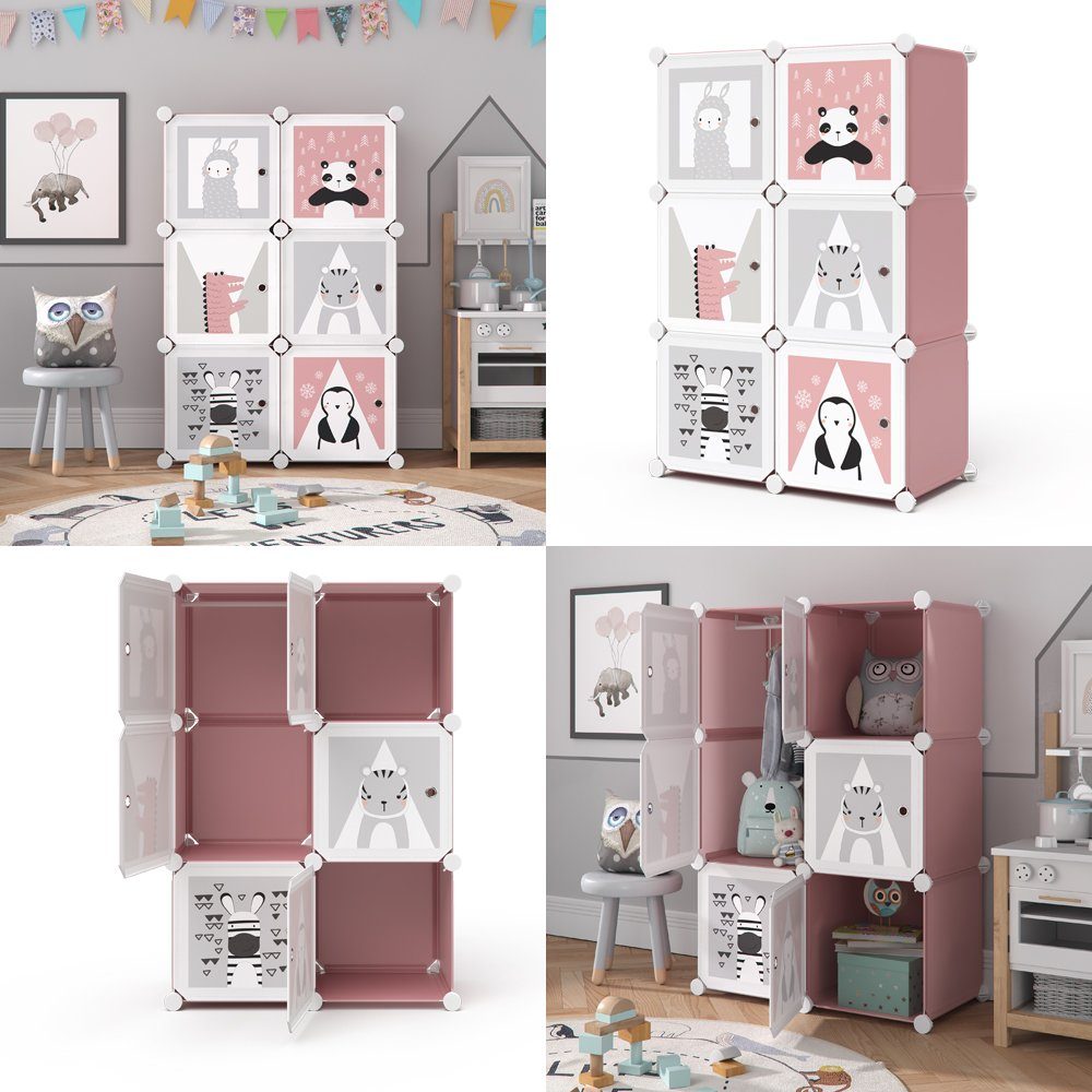 Vicco Bücherregal Kleiderschrank Steckregal Andy rosa modular 6 Fächer