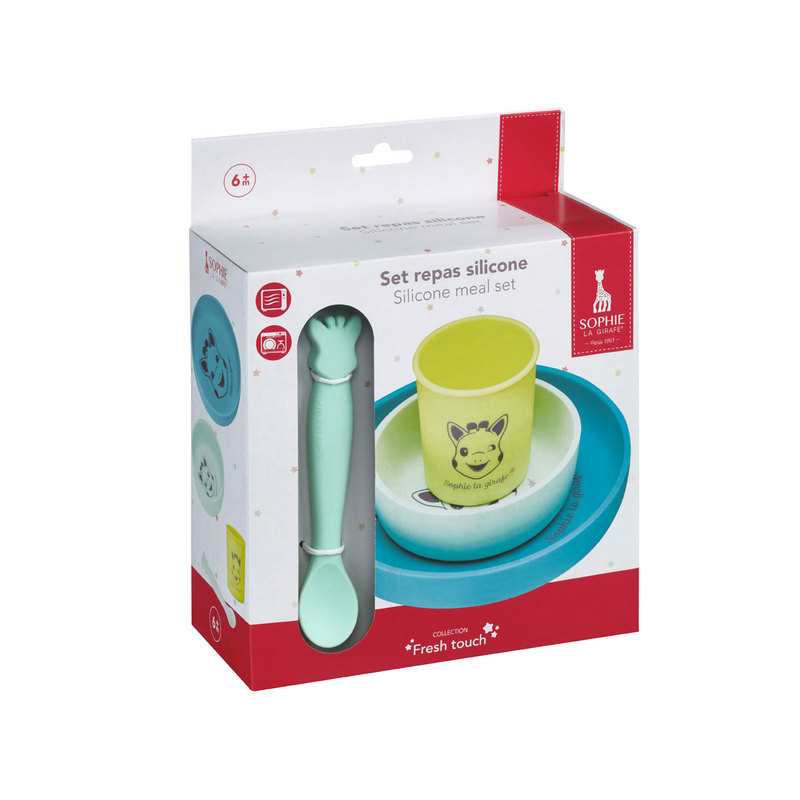 Coffret repas silicone azur Sophie la girafe