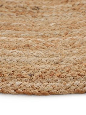 Teppich Nele Juteteppich Naturfaser, carpetfine, rund, Höhe: 6 mm, geflochtener Wendeteppich aus 100%Jute, in rund und oval, viele Größen