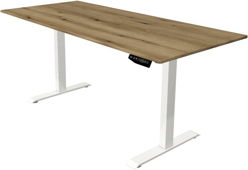 Kerkmann Move 1 Rechteckig Elektronisch Höhenverstellbarer Sitz-Stehschreibtisch Melamin, Stahl Eiche, Weiß 1800 x 800 x 1230 mm