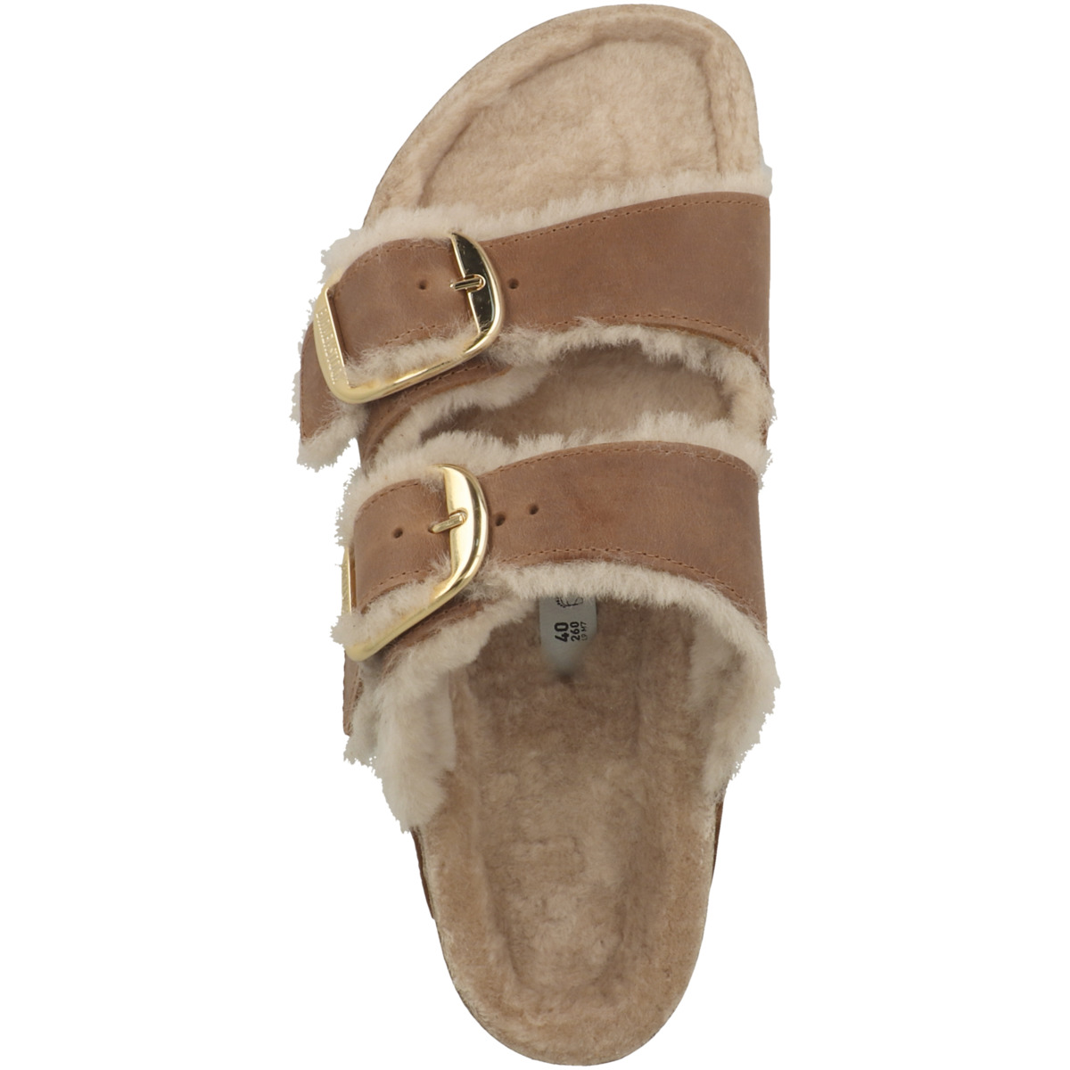 Birkenstock Arizona Big Buckle Lammfell Geöltes Nubukleder schmal Sandale braun