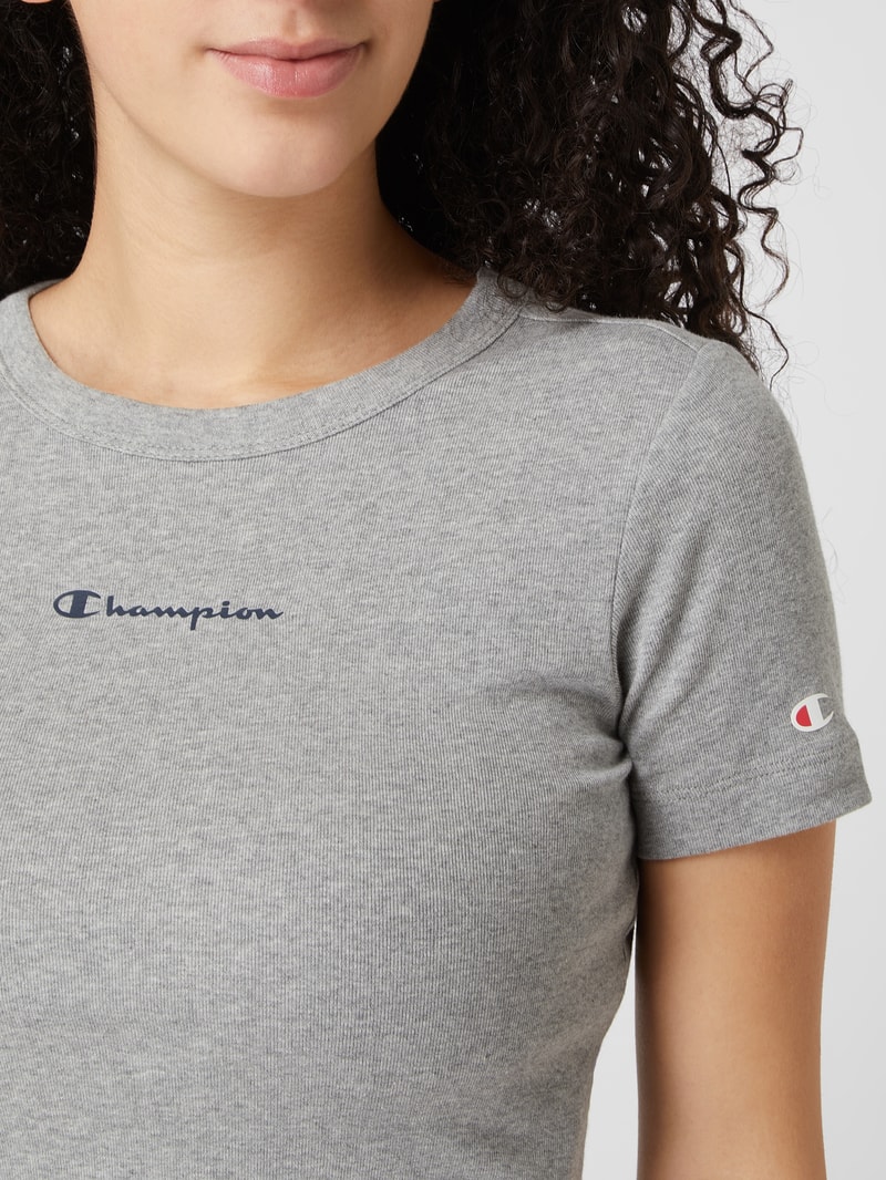 Regular Fit T-Shirt aus Baumwolle in hellgrau meliert