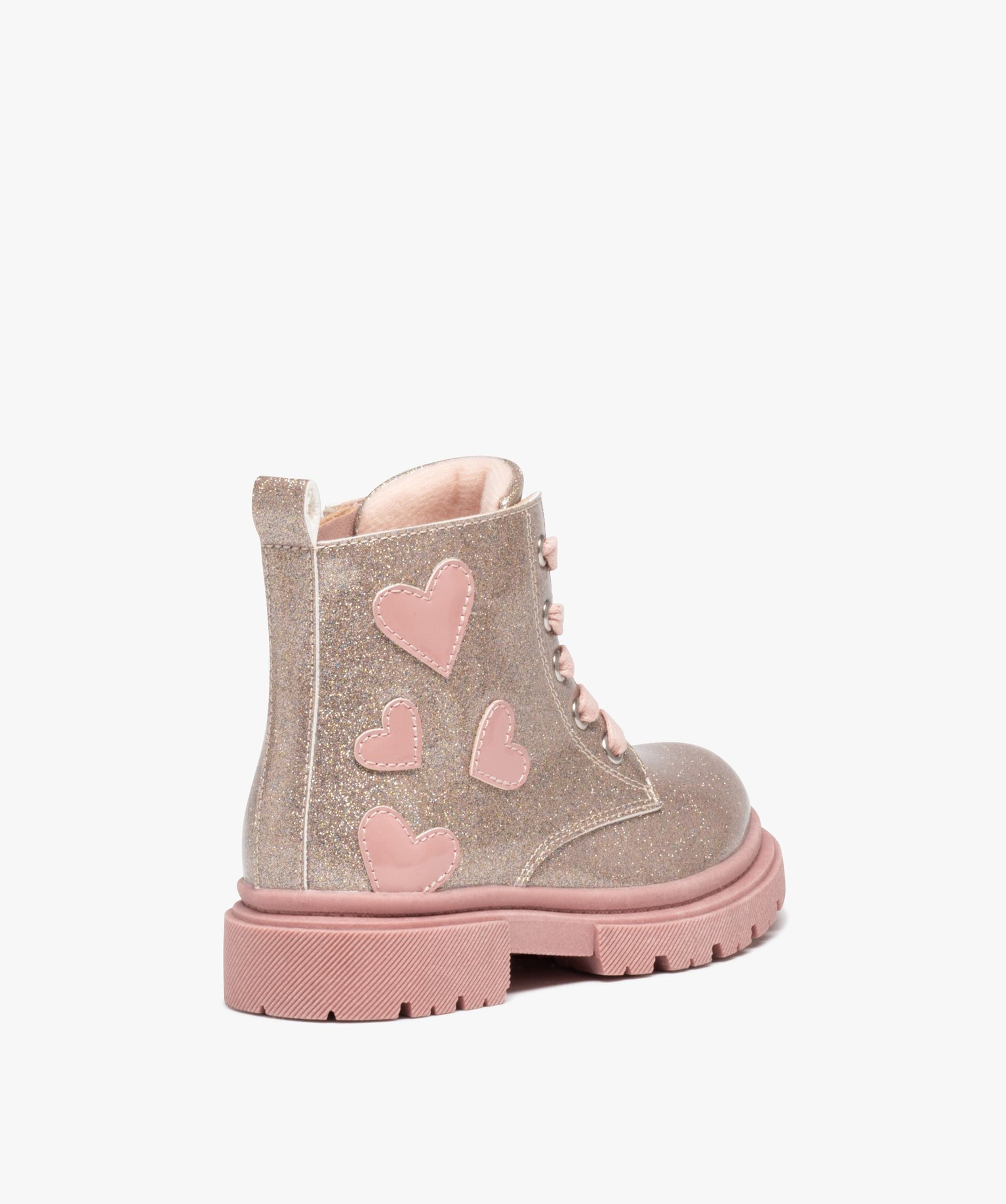Boots fille à semelle crantée paillettes et à zip rose | GEMO