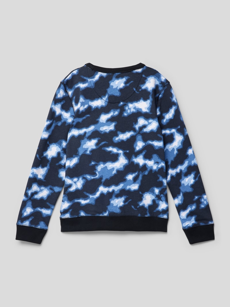 Sweatshirt mit Label-Stitching Modell 'TERRY' in marineblau