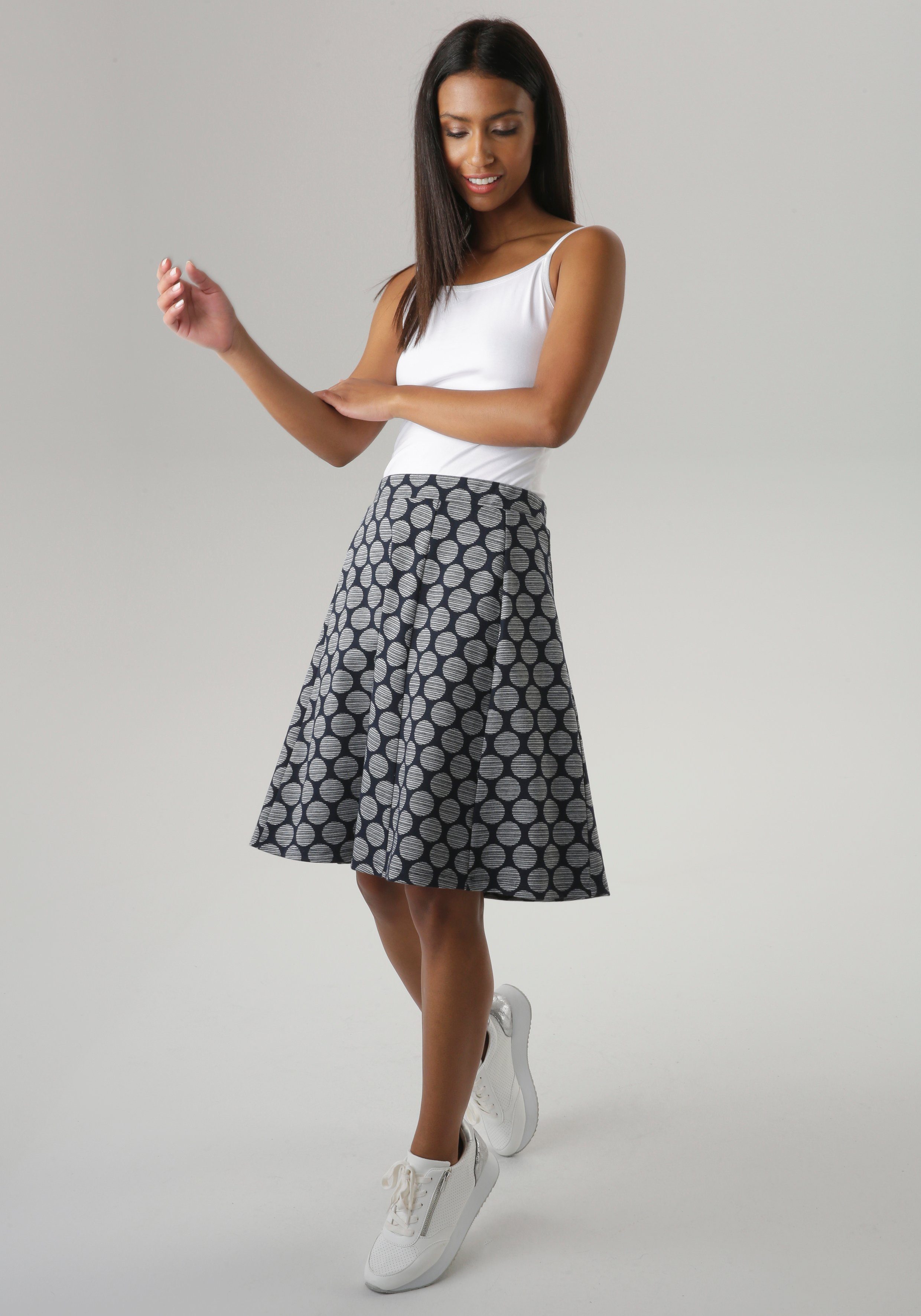 Aniston SELECTED Jerseyrock mit gestreiften Punkten - NEUE KOLLEKTION
