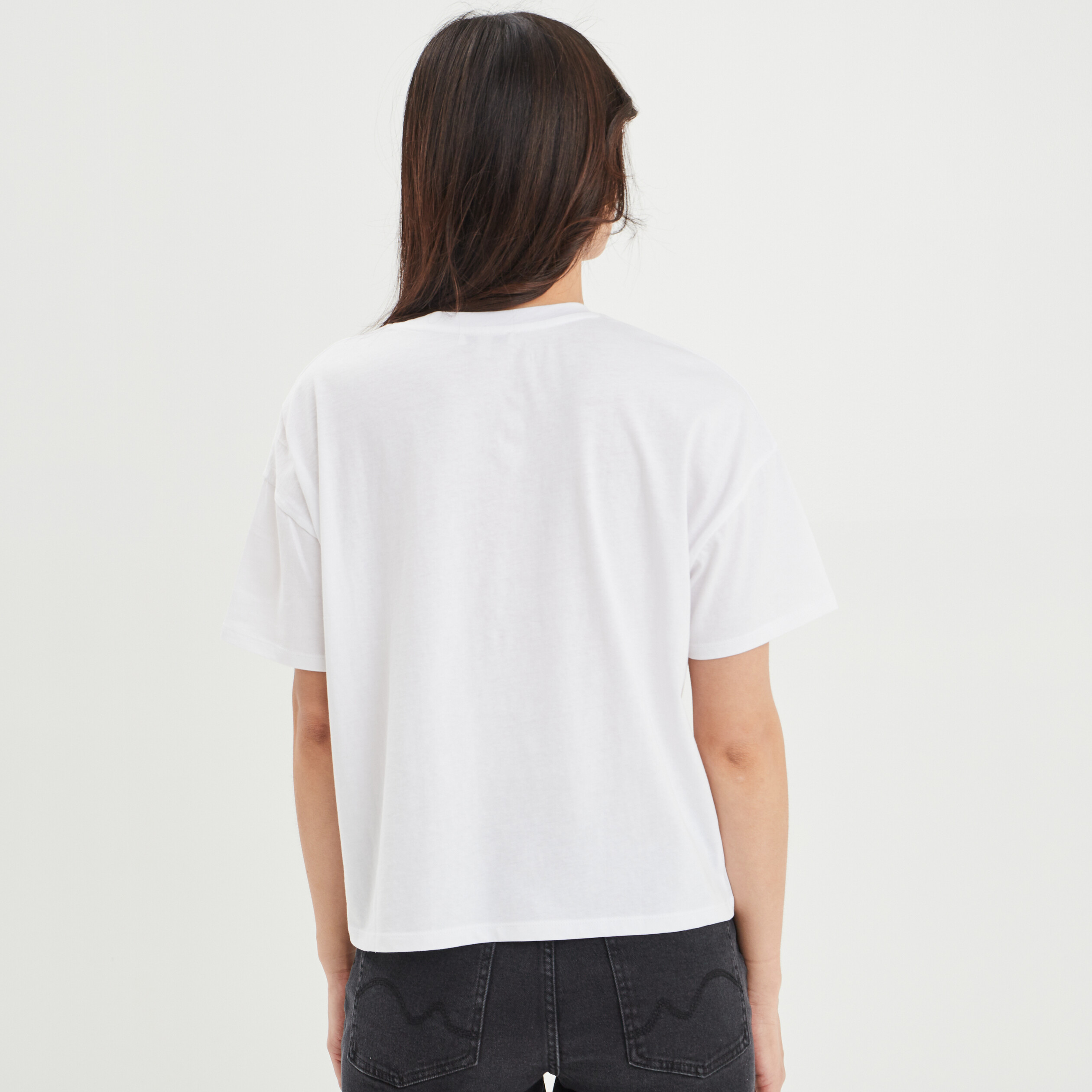T-shirt oversize manches courtes coton blanc femme | La Halle