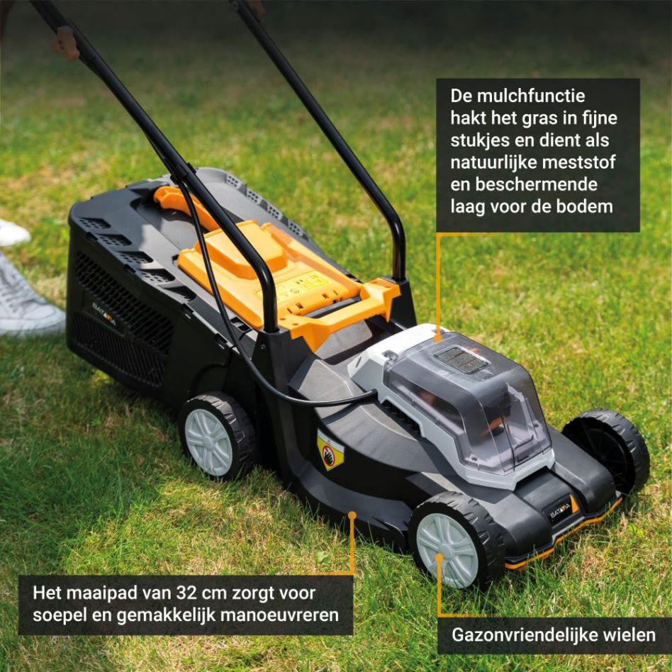 Batavia 7064713 Maxxpack 18V Ασύρματη Χλοοκοπτική Μηχανή 32cm χωρίς μπαταρία και φορτιστή