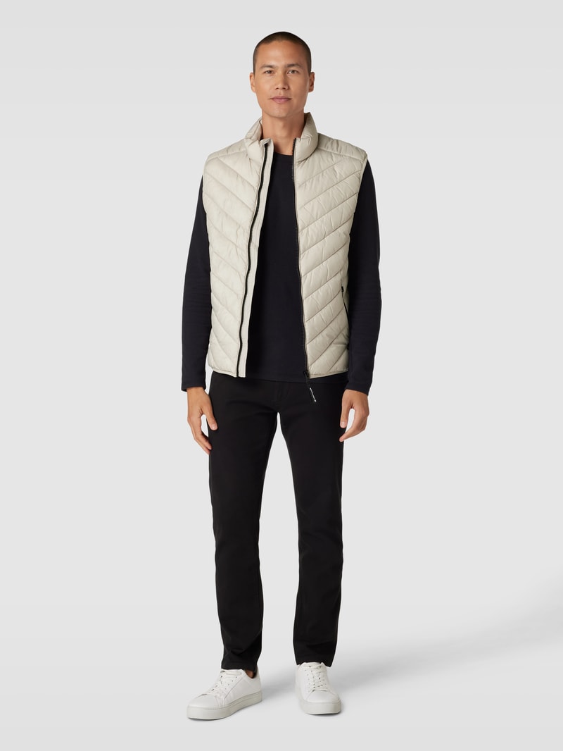 Steppweste mit Stehkragen in beige