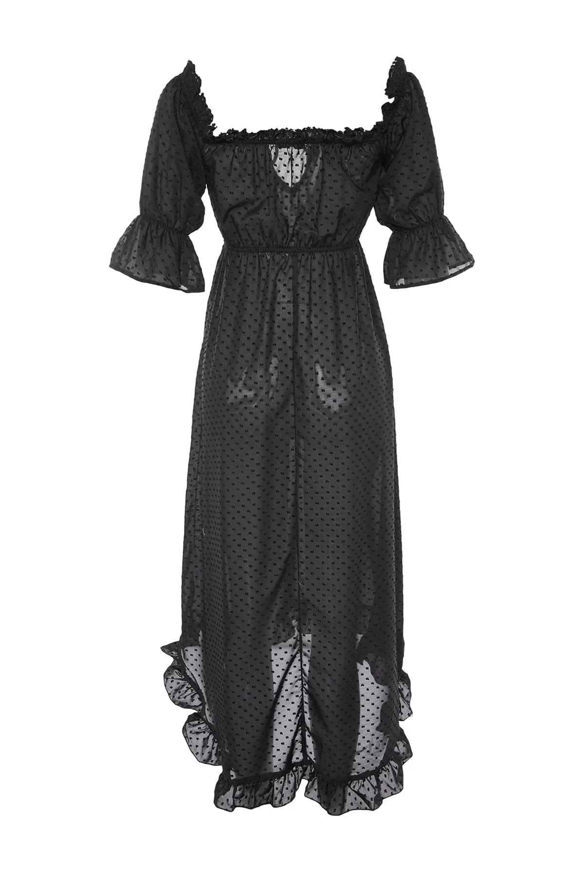 Trendyol Collection  Schwarzes Strandkleid mit Carmenkragen TBESS19BB0101
