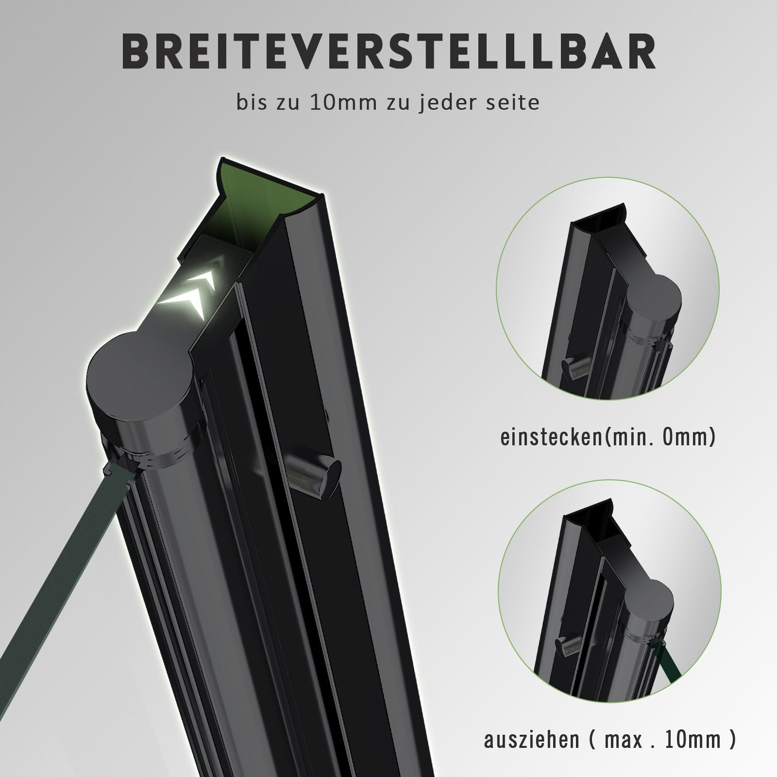 Boromal Badewannenaufsatz 3 teilig Schwarz Faltbar Duschwand Badewanne Glaswand Duschtrennwand, Sicherheitsglas, (Badewannenabtrennung 3-teilig mit Milchglas Streifen), 5mm ESG Glas, Badewannenfaltwand