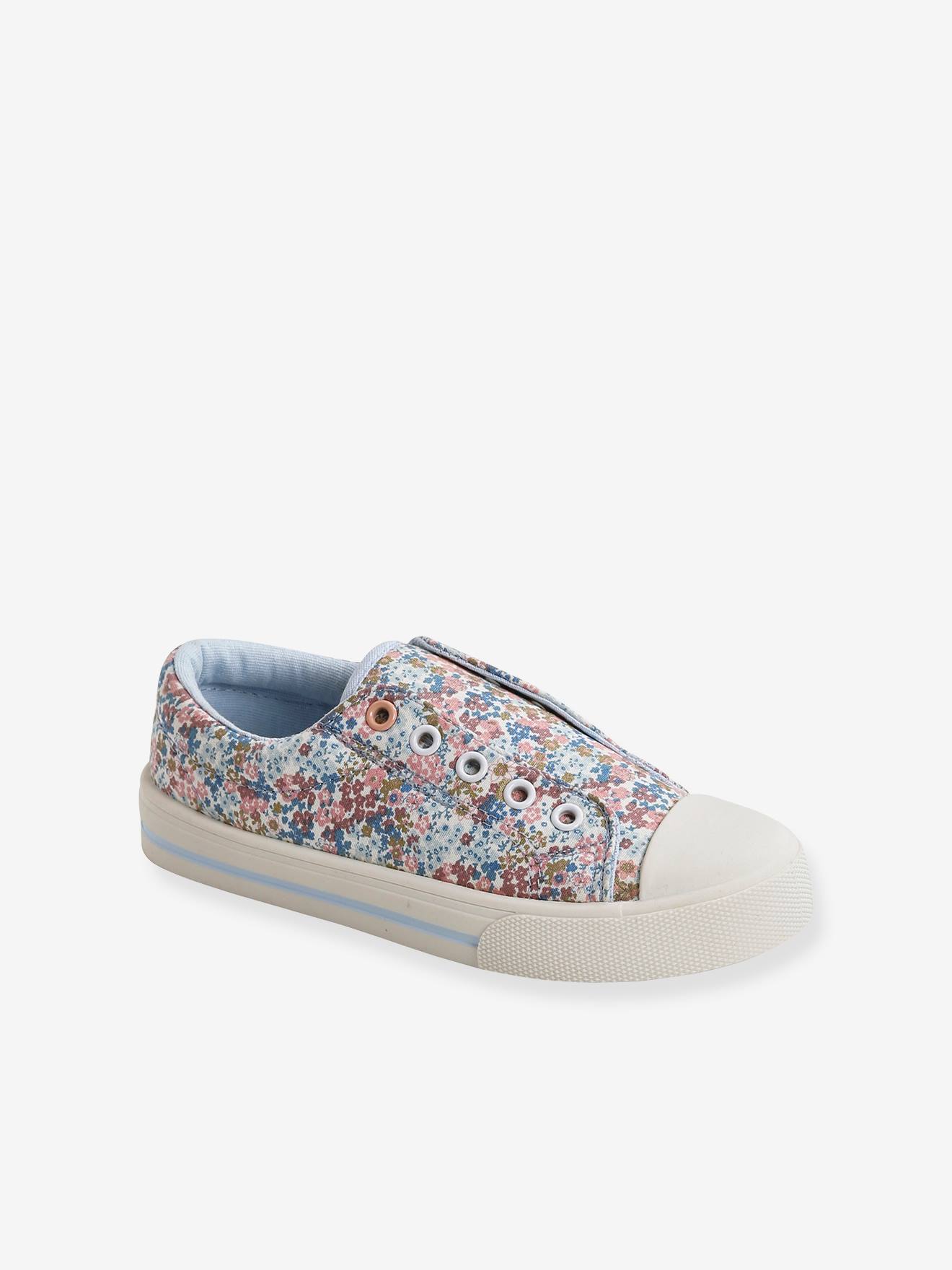 Baskets élastiquées fille en toile bleu cerise