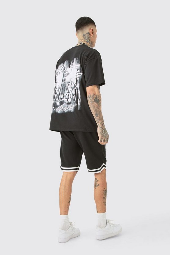 Tall Racer T-Shirt in Schwarz