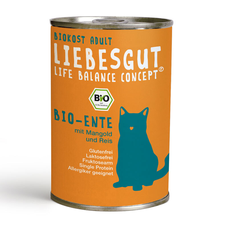 LIEBESGUT Nassfutter LIEBESGUT Biokost Adult 6x400g Bio Ente mit Mangold und Reis