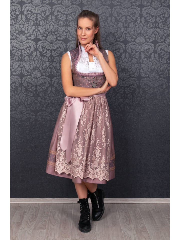 Edelnice Midi Dirndl 2-teilig Madeleine Stehkragen in rose günstig kaufen