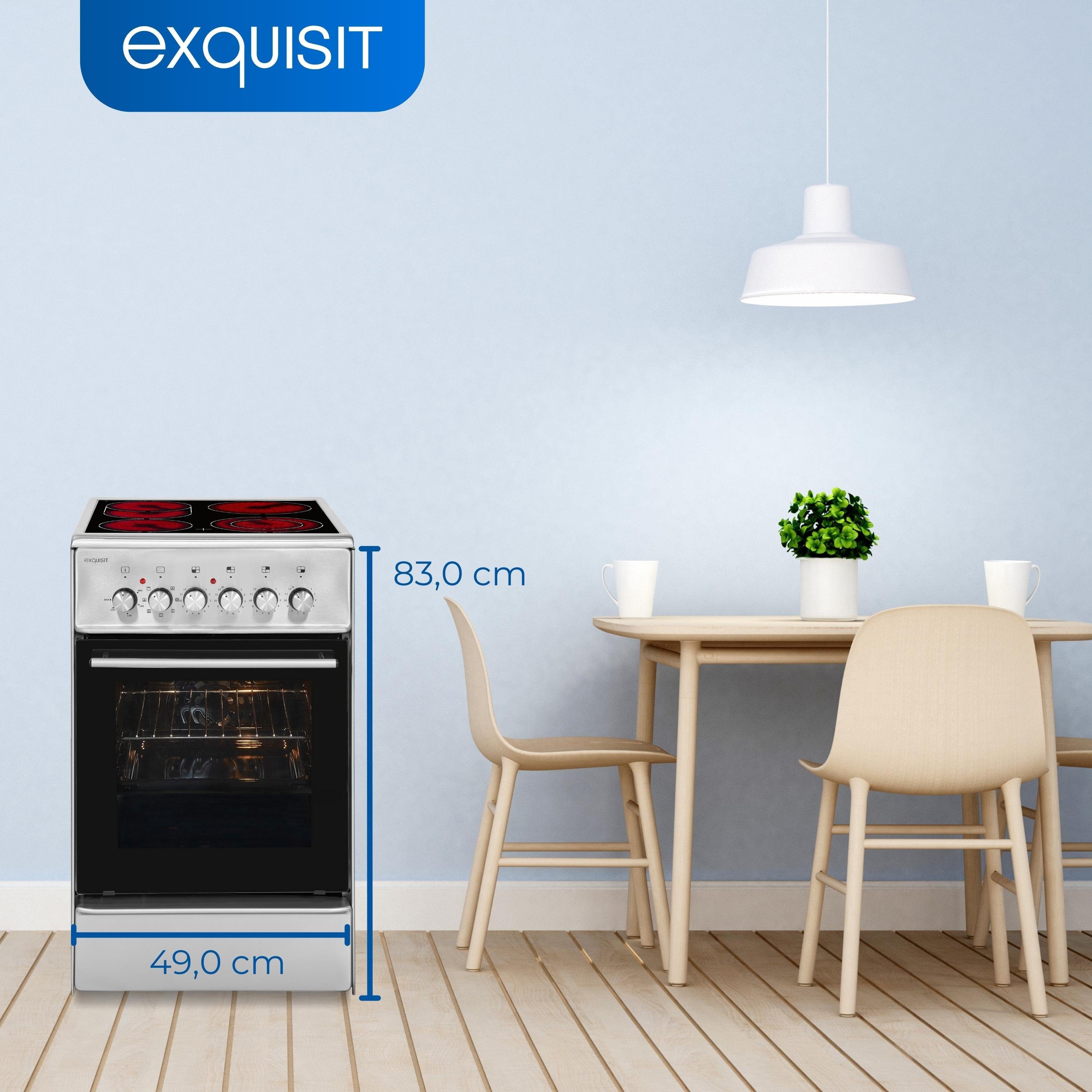 exquisit Elektro-Standherd ECM 8-4.1 BZ, Heißluft, 2-Kreisbräter & Bräterzone ideal für flexibles Kochen