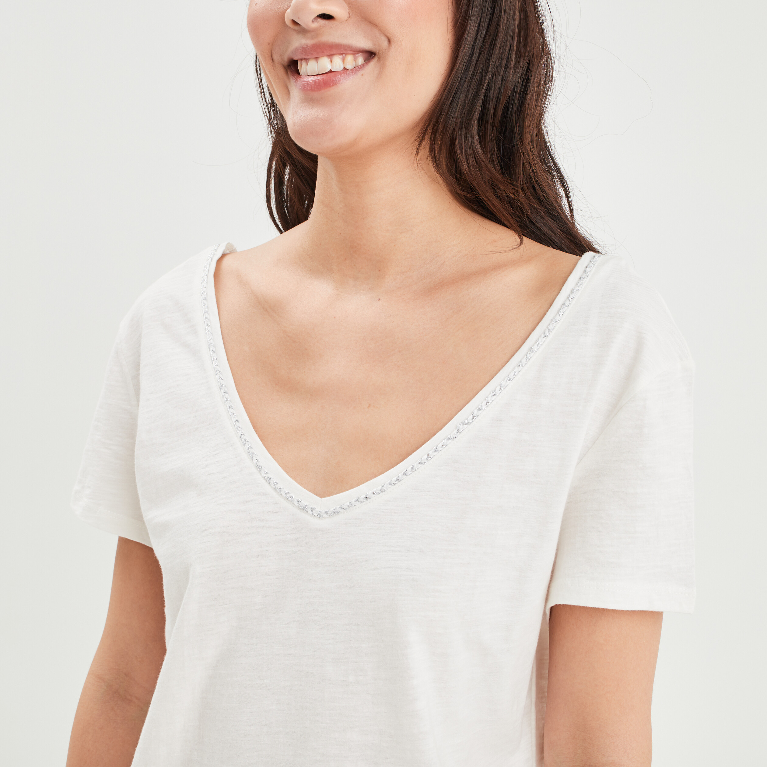 T-shirt à manches courtes blanc femme | La Halle