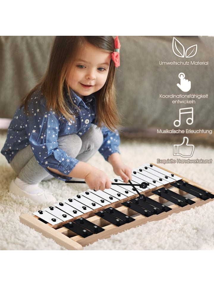 COSTWAY Xylophon 27 Noten Glockenspiel in Schwarz günstig kaufen onesize