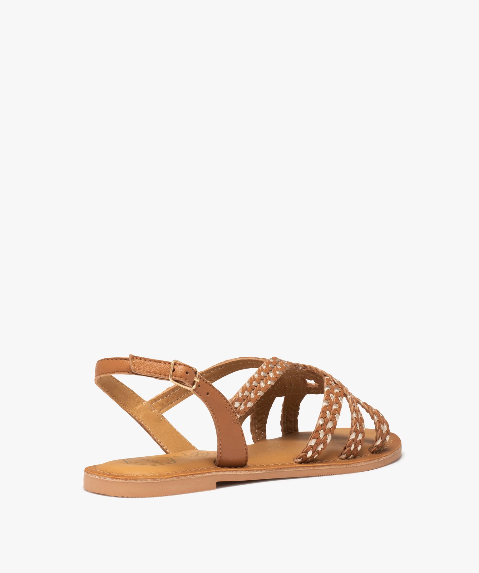 Sandales femme à brides tressées métallisées – Tanéo marron | GEMO