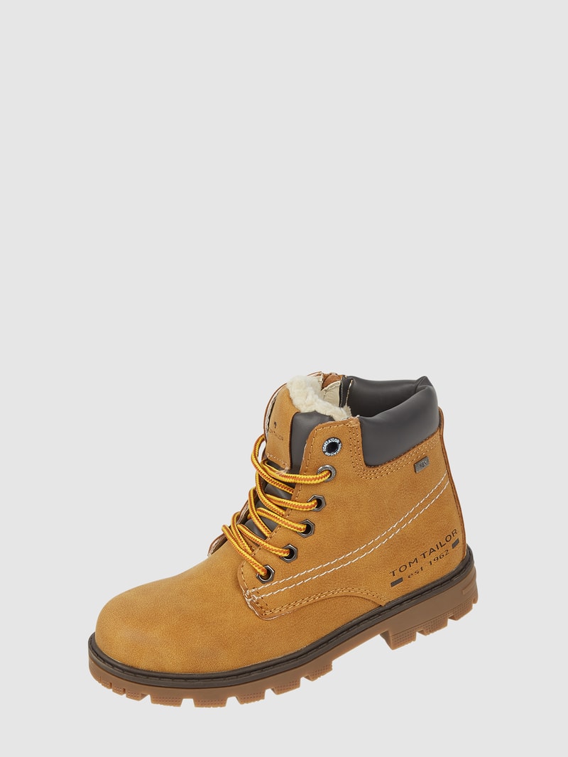 Boots in Leder-Optik mit Teddyfutter in camel