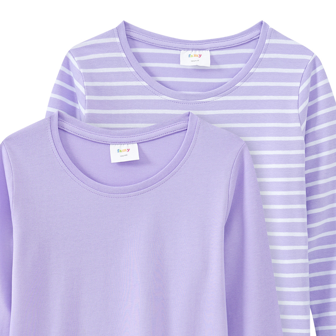 2 Mädchen Langarmshirts im Basic-Style
