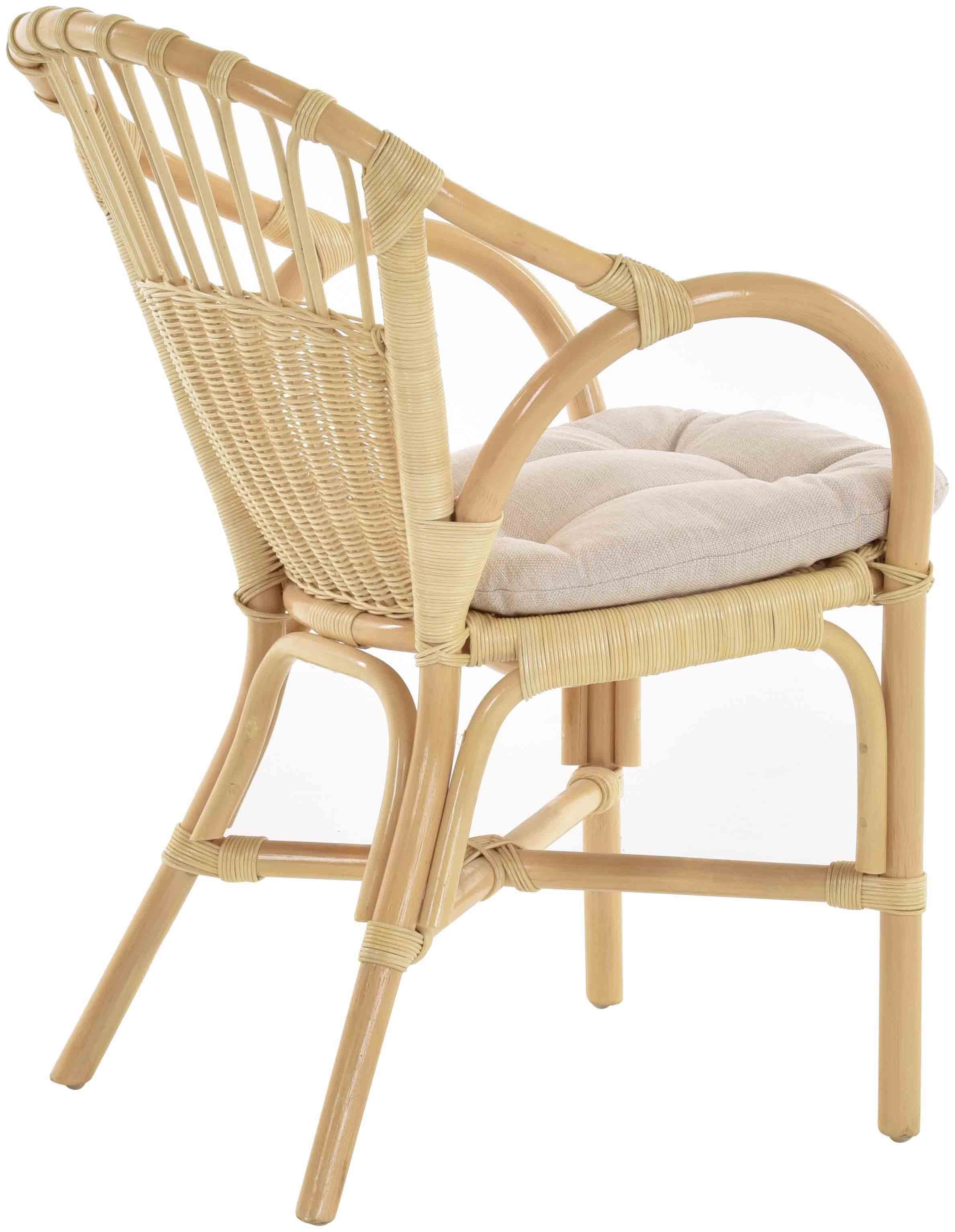 Krines Home Stapelstuhl Stapelbarer Rattan Wintergarten Sessel Korbstuhl mit Armlehnen, Korbsessel Geflochten, Stabil