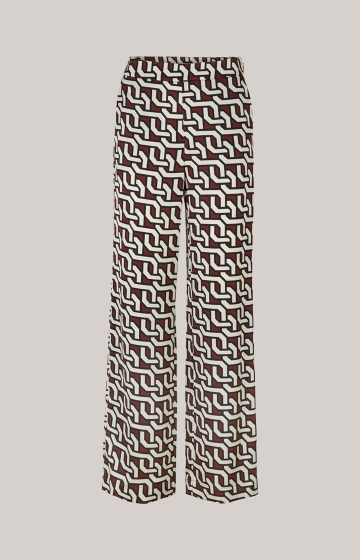 Satin-Hose in Braun/Creme/Schwarz gemustert