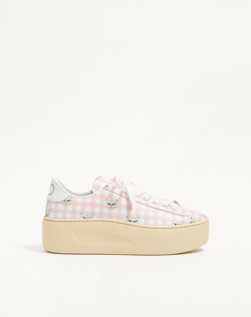 Le Chat De La Maison Baskets Plateformes Royco en Cuir de Veau Nappa Vichy