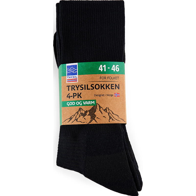 Trysil Trysilsokk 4-pk str 41/45 sort