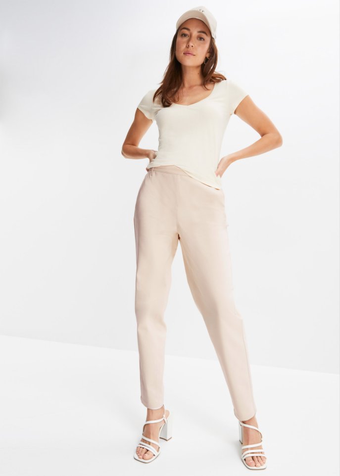 High-Waist-Hose mit Taschen und Bequembund, knöchellang