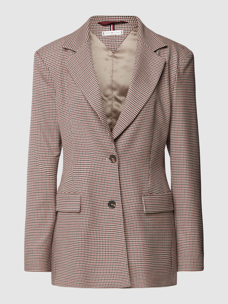Blazer mit Hahnentrittmuster in beige