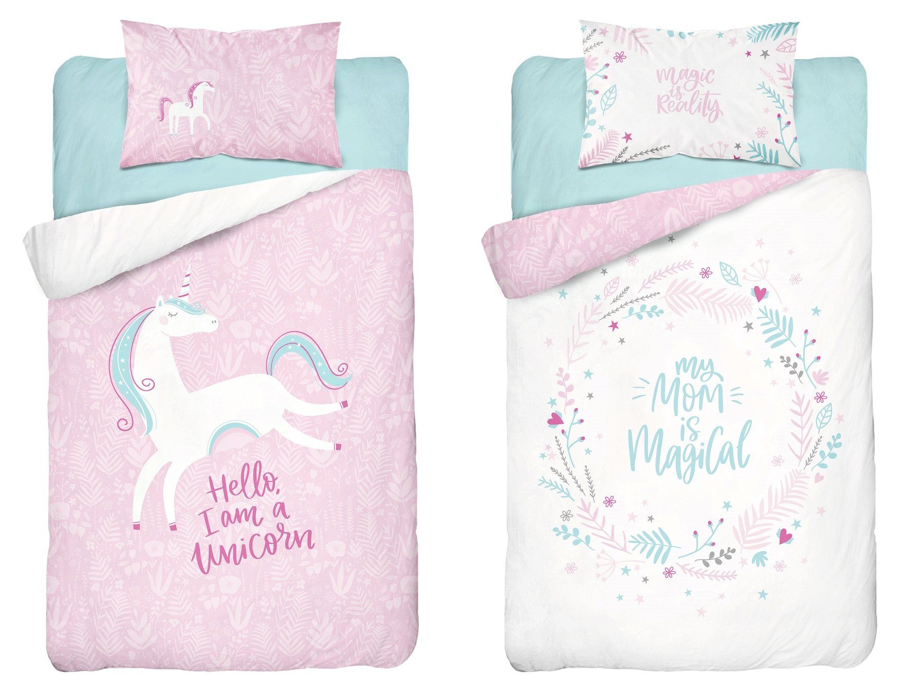 Babybettwäsche Baby Bettwäsche Set 100x135 Bettbezug Babybett Bettwäsche 100x135, Carpe Sonno, Mischgewebe, 2 teilig, Babybettwäsche 100x 135 Neugeborene MAGIC MUM Rosa