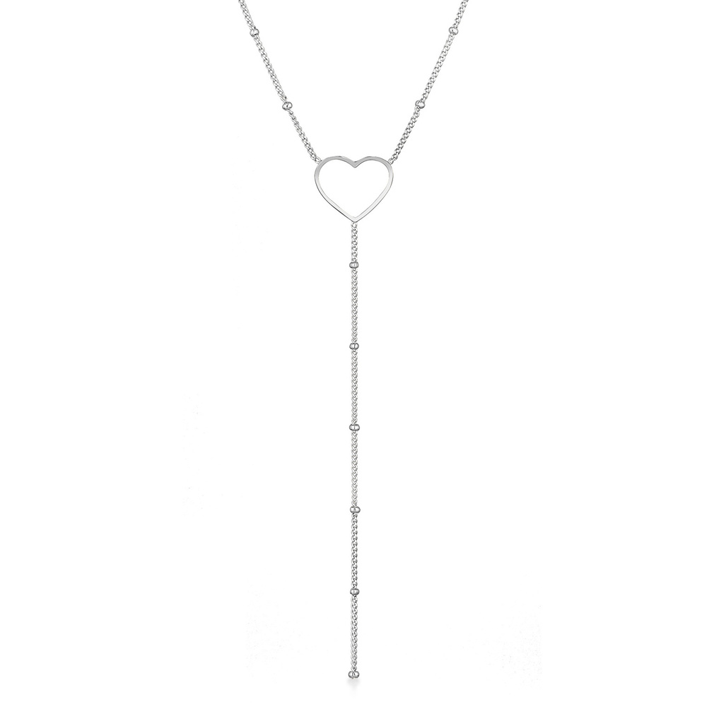 Elli Elli Collier Femmes chaîne en Y cœur boules en argent sterling 925 plaqué or collier