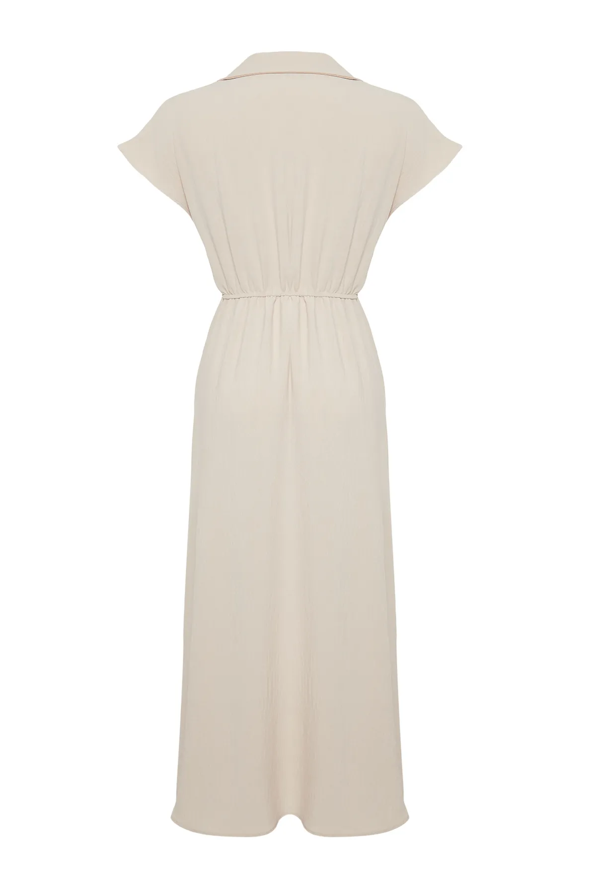 Trendyol Collection  Beiges Aerobin DMidi-Kleid - A-Linie, Zweireihiger Kragen TWOSS24EL00599
