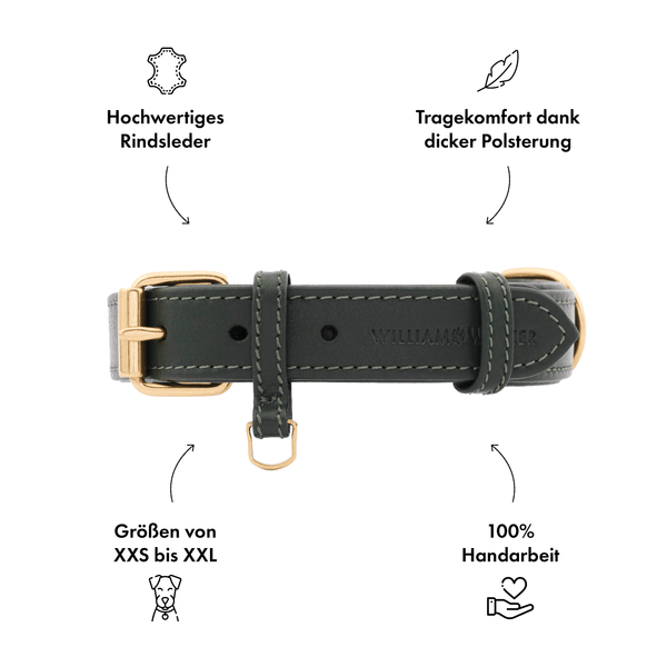 William Walker Hundehalsbänder William Walker Hundehalsband Plain Dark Moss S