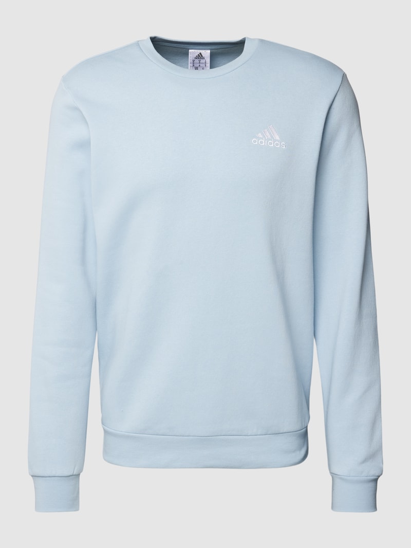 Sweatshirt mit Label-Stitching Modell 'FEELCOZY' in hellblau
