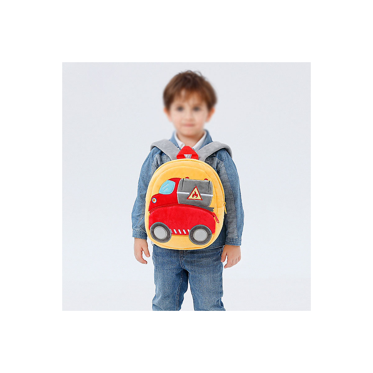 Plüschrucksack für Kinder Niedlicher Cartoon-Kinderrucksack der Engineering Vehicle-Serie