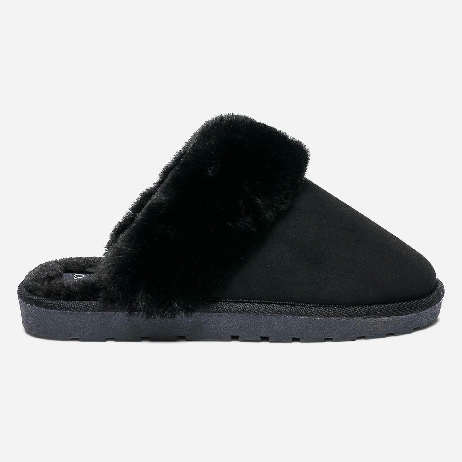Chausson-mule noir fourré