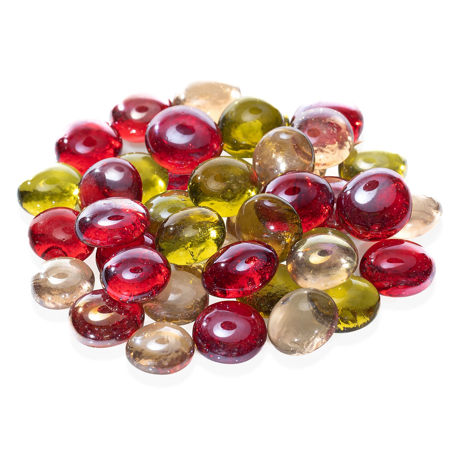 Glas-Nuggets-Mix, rot-gelb-rosé, 15–20 mm, 200 g