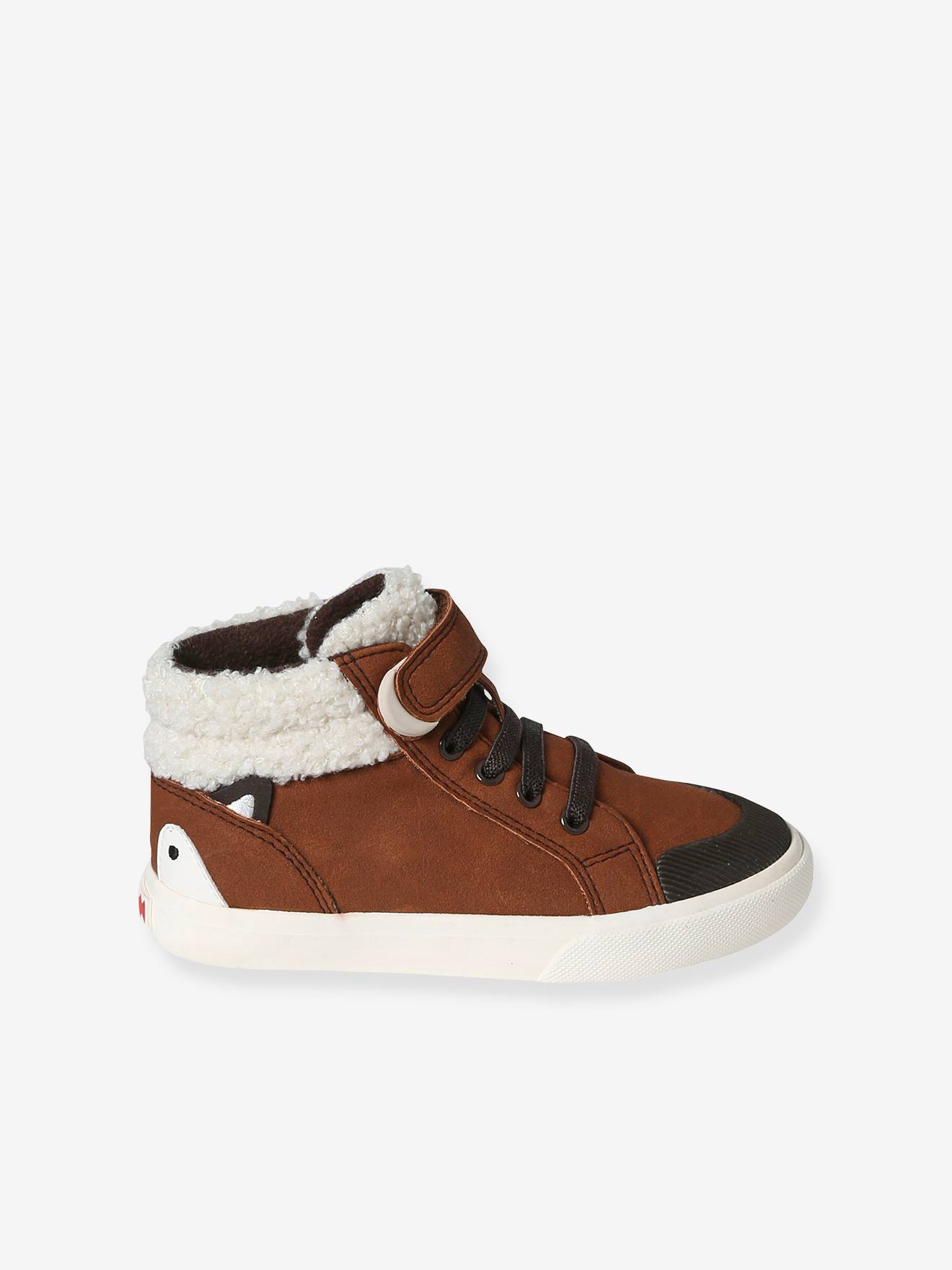 Vertbaudet Warme Kinder High-Sneakers, Anziehtrick - braun