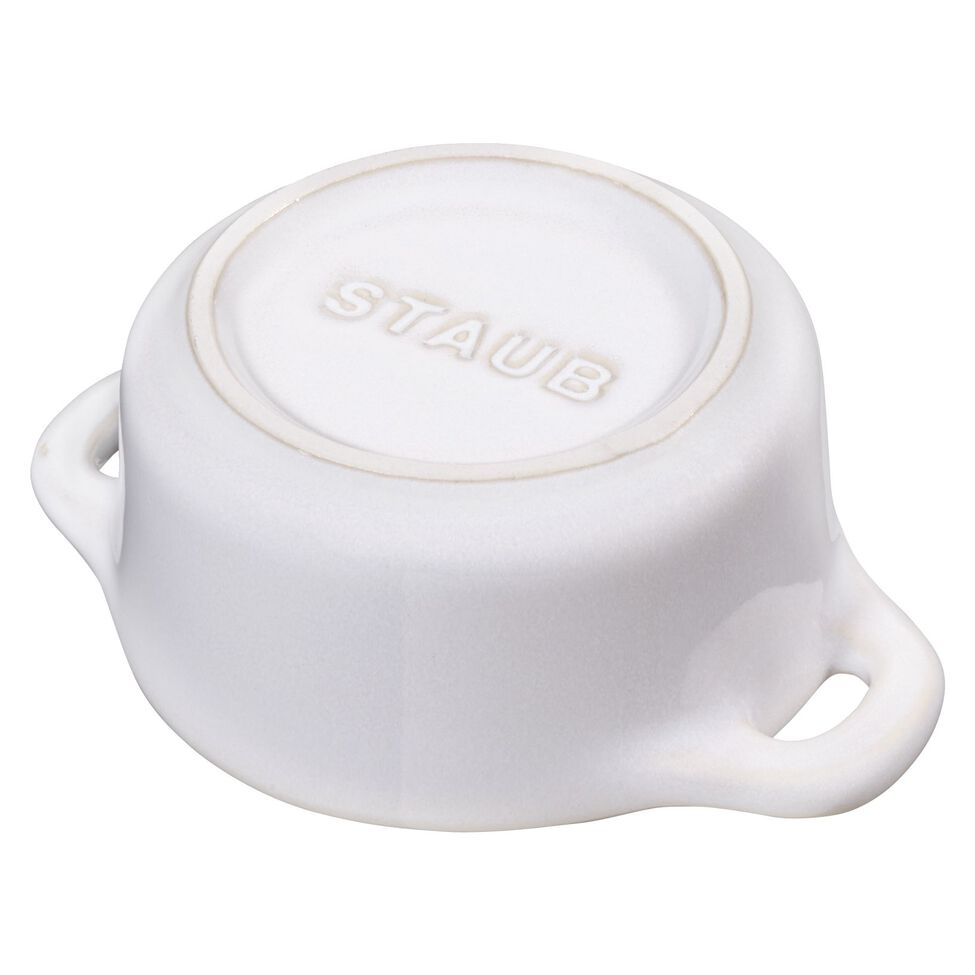 Mini Cocotte 10 cm, rund, Elfenbein-Weiß, Keramik