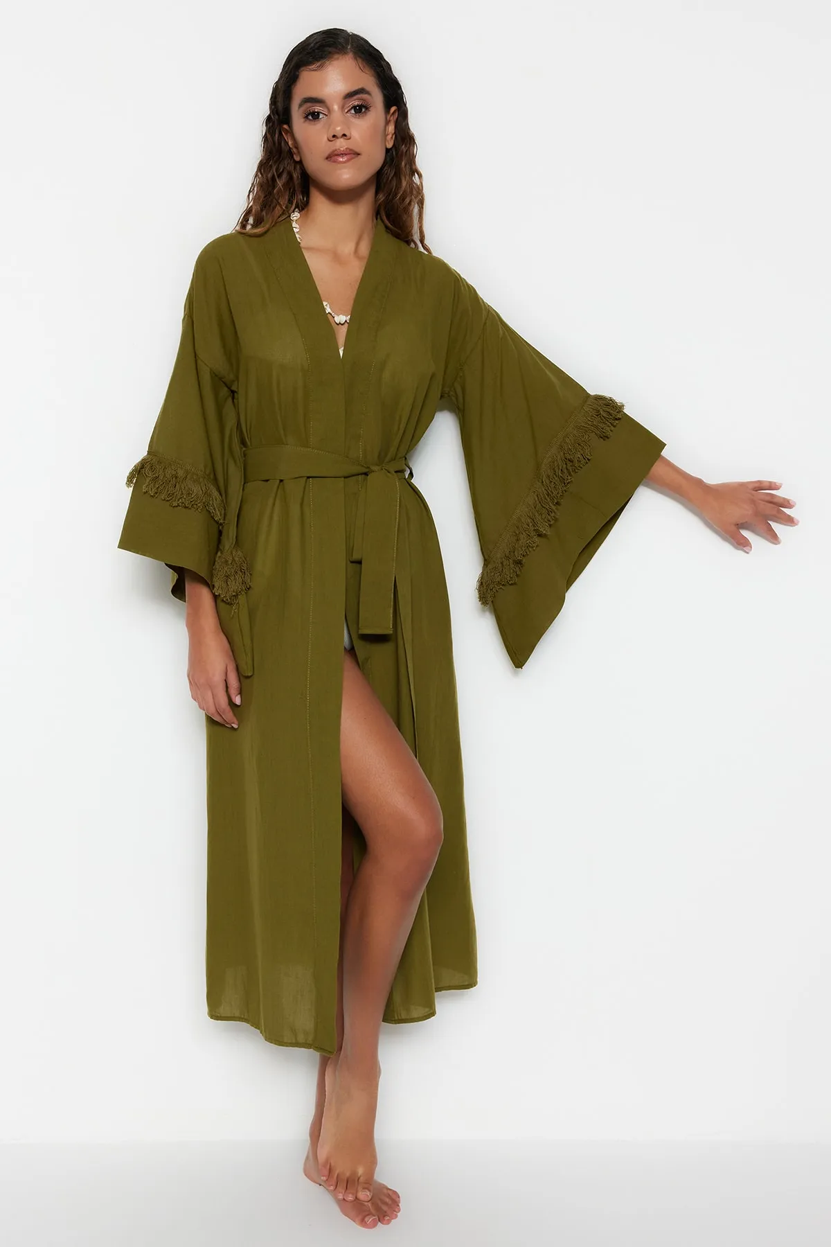 Trendyol Collection  Kimono & Kaftan - Khaki - Regular Fit
