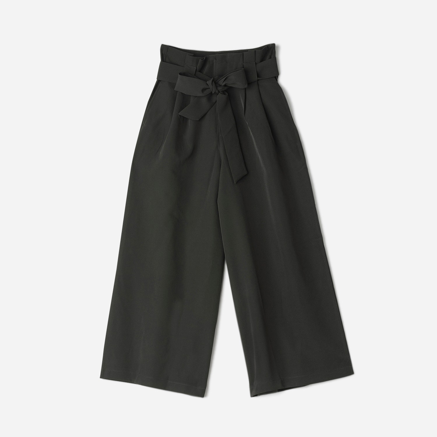Pantalon taille haute TEXTO noir cropped et large