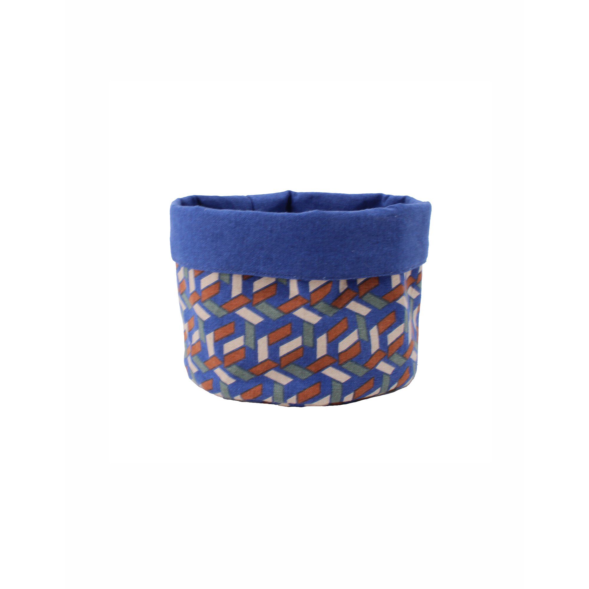 Panier petit format coton imprimé motifs rectangulaires