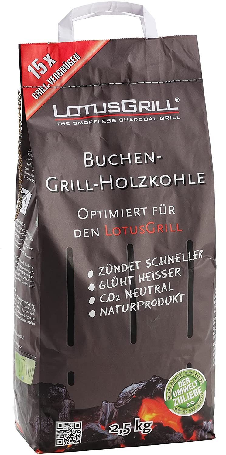 LotusGrill Holzkohlegrill LotusGrill Starter-Set Classic 1x Grill Anthrazitgrau mit USB-Anschluß
