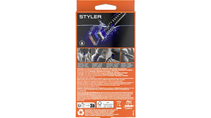 Gillette PROGLIDE Rasierer Styler mit 1 Klinge